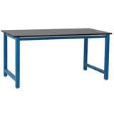 Adjustable Height Heavy Duty Chemical Resistant Phenolic Resin Top Workbench with 5000 lb Weight Capacity, Square Edges and Glides, Black, 24 x 48" redirect to product page